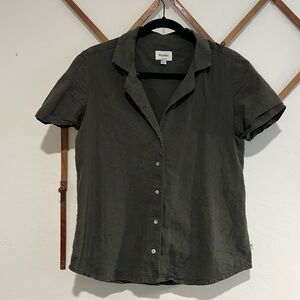 Adorable Linen Blend Roll Sleeve Blouse